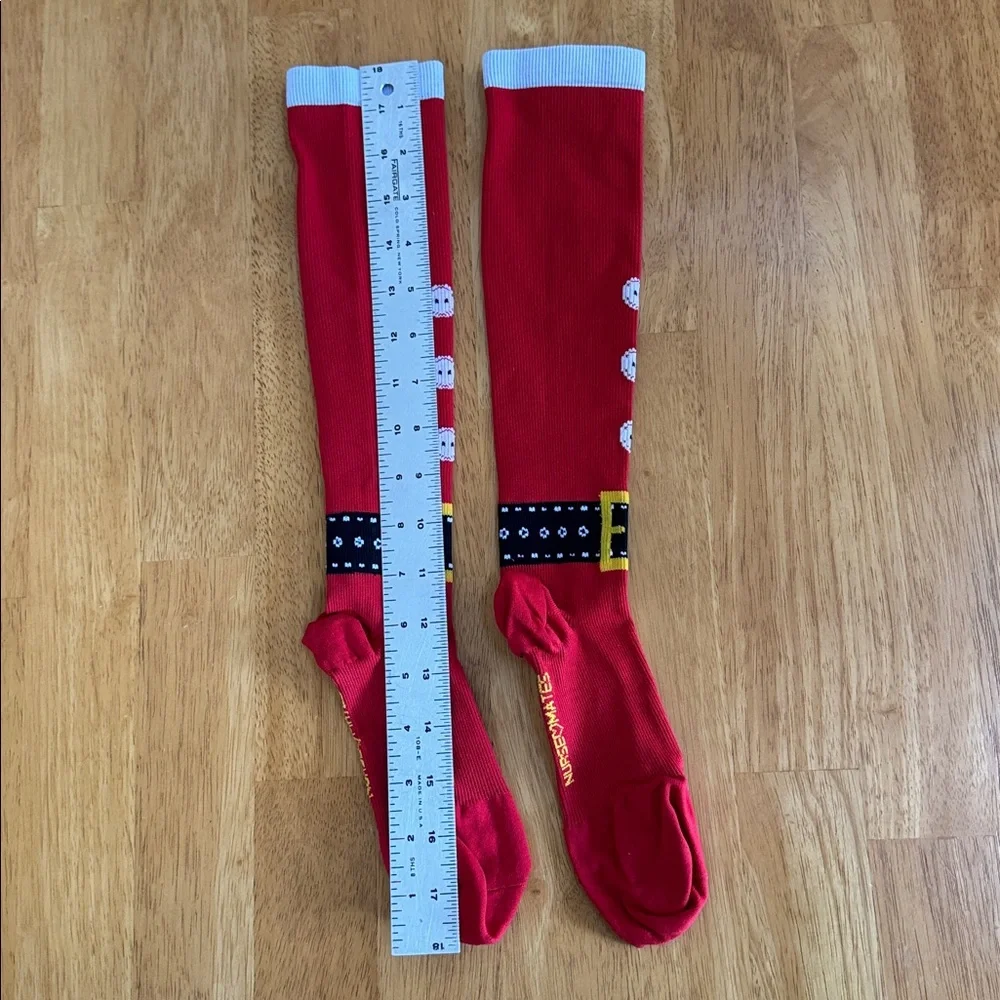 Nursemates Nurse Santa Belt Compression Holiday Fun Socks
